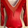 GK LgS RED MYSTIQUE ADULT SMALL RED MESH GYMNASTICS DANCE CHEER LEOTARD Sz AS - Image 6
