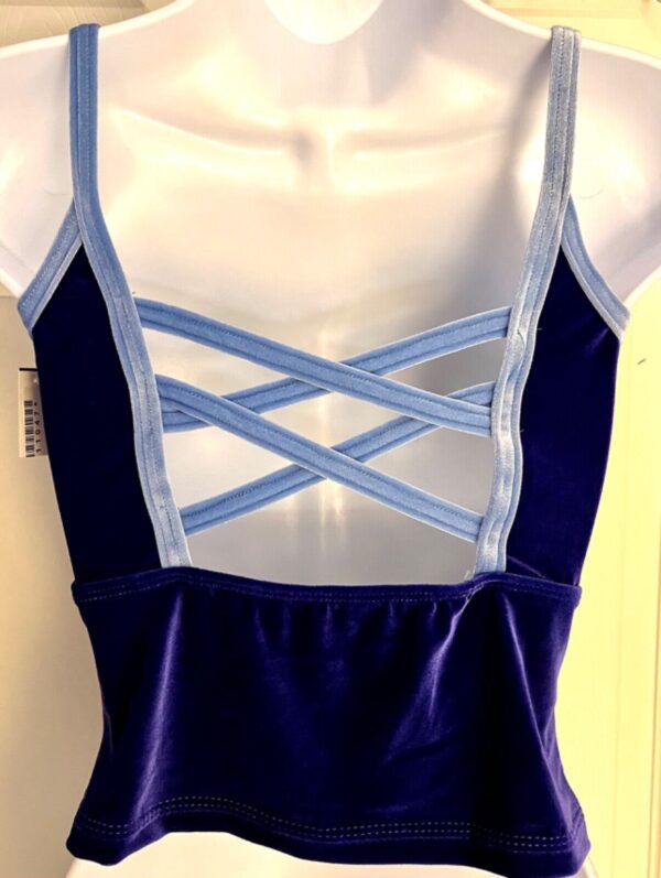 GK DANCE JAZZ TOP ADULT SMALL PURPLE VELVET BLUE X-BACK STRAPS CAMISOLE Sz AS - Image 6