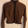 GK ICE SKATE JACKET ADULT SMALL FITTED BROWN FLEECE VELVET TRIM WARM UP ZIP SZ S - Image 9
