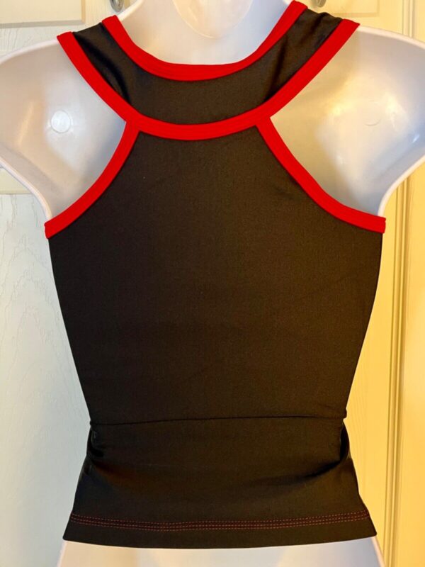 GK ELITE DANCE JAZZ ADULT SMALL BLACK MICROTECH RED TRIM TANK TOP Sz AS NWT! - Image 6