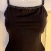 GK DANCE JAZZ ADULT LARGE BLACK MICROFIBER X-BACK FOIL STRAPS CAMISOLE TOP SZ L