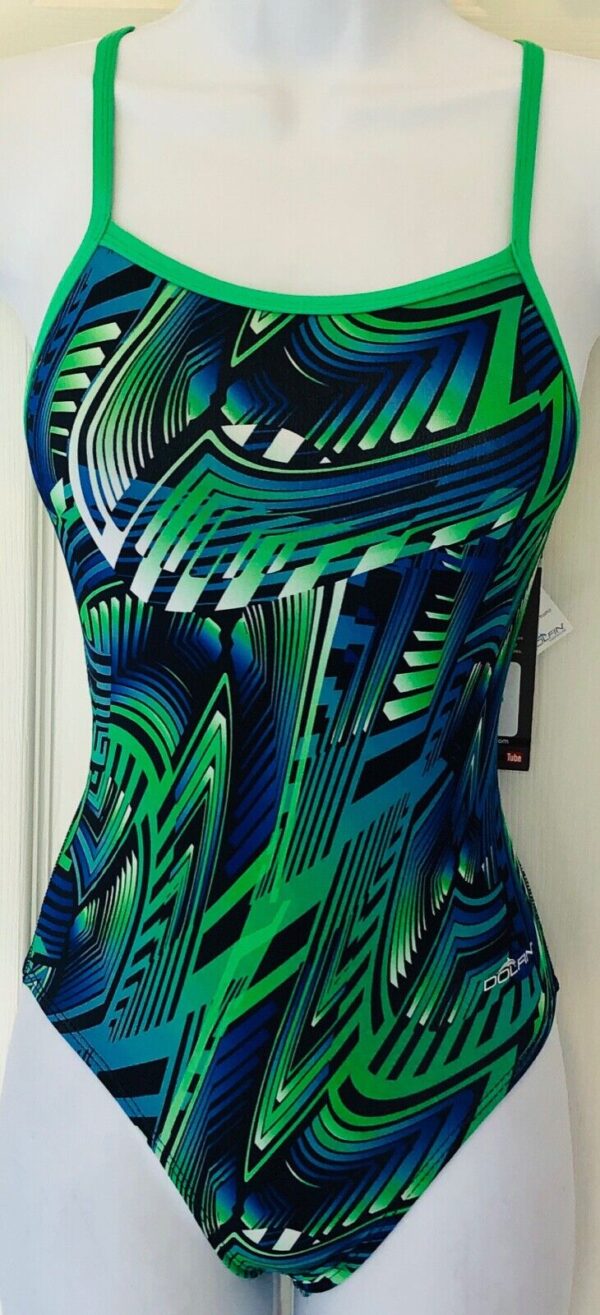 DOLFIN LADIES SIZE 26 RELIANCE BLUE GREEN GENESIS TRAINING SWIMSUIT Sz 26 NWT!