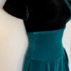 GK ICE FIGURE SKATE LADIES SMALL BLACK GREEN VELVET FAUX WRAP SSLV DRESS Sz AS - Image 3