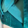 GK ICE FIGURE SKATE LADIES SMALL BLACK GREEN VELVET FAUX WRAP SSLV DRESS Sz AS - Image 4