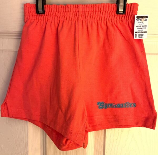 GK SOFFE GIRLS SMALL "GYMNASTICS" GRAPHIC PRINT ORANGE COTTON BOXER SHORTS SZ S