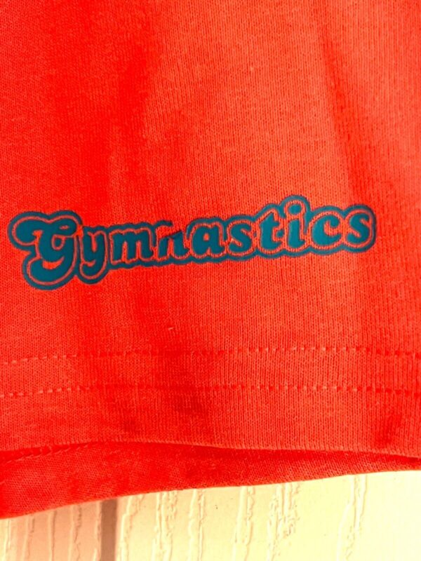 GK SOFFE GIRLS SMALL "GYMNASTICS" GRAPHIC PRINT ORANGE COTTON BOXER SHORTS SZ S - Image 2