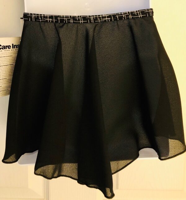 GK FAUX WRAP SKIRT CHILD SMALL BLACK GEORGETTE FOIL WAIST DANCE BALLET CS NWT! - Image 2