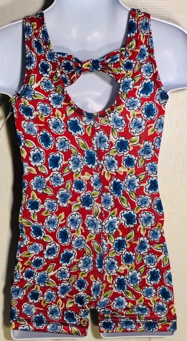 GK BIKETARD CHILD TODDLER RED FOIL FLORAL HEARTS GYMNASTICS DANCE TANK TD NWT! - Image 3