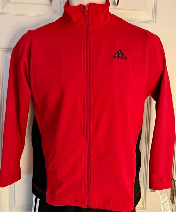 ADIDAS GK DRYTECH CHILD LARGE RED BLACK GYMNASTS ATHLETES WARM UP JACKET CL NWT!