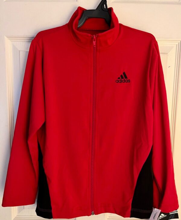 ADIDAS GK DRYTECH CHILD LARGE RED BLACK GYMNASTS ATHLETES WARM UP JACKET CL NWT! - Image 6