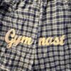 GK â€œGYMNASTSâ€ GRAPHIC ADULT LARGE BLUE COTTON PLAID FLANNEL LOUNGE CAPRI Sz L - Image 8
