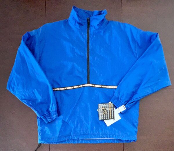 GK PULLOVER ADULT MEDIUM BLUE CRINKLE NYLON GYMNAST SKATE CHEER WARM UP JACKET M