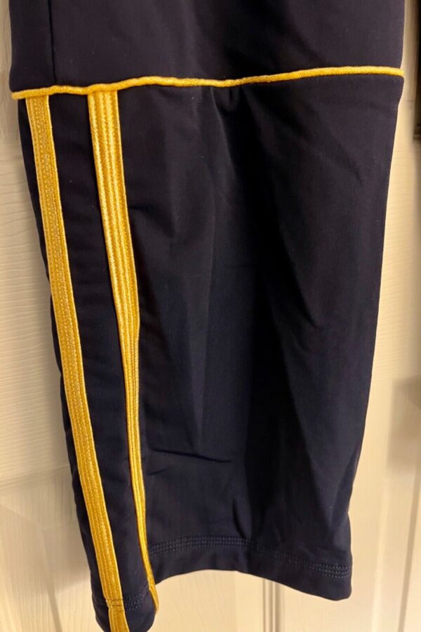 GK WARM UP ADULT SMALL NAVY BRUSHED TRICOT GOLD ACCENT GYMNASTS CHEER PANTS Sz S - Image 3