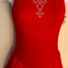 GK ICE FIGURE SKATE ADULT SMALL RED TURTLENECK BACK X-STRAPS HALTER DRESS Sz AS