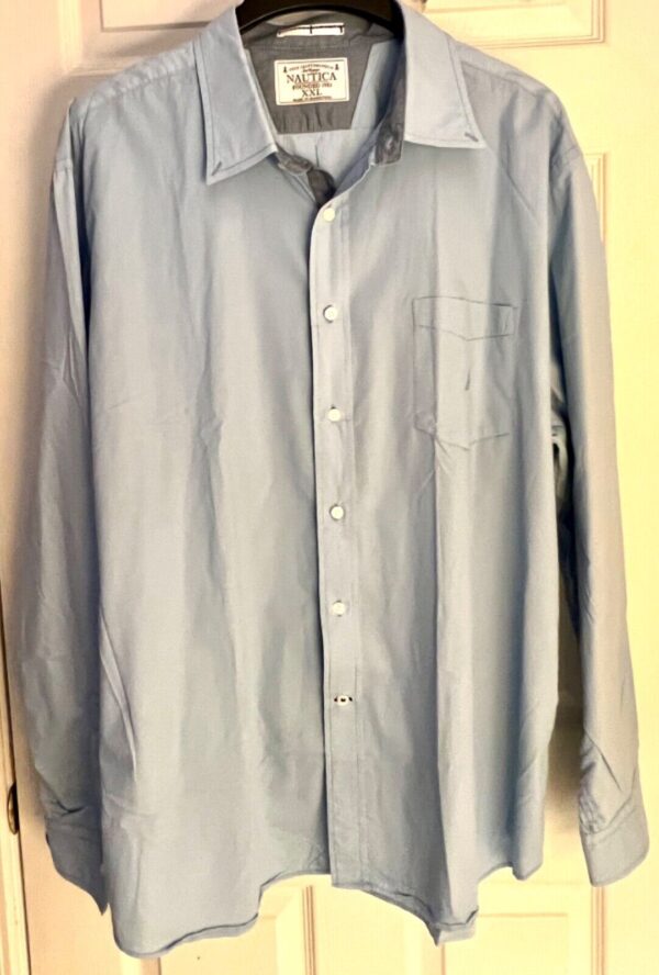 NAUTICA SEA VOYAGE MENS XX-LARGE BLUE LONG SLEEVE BUTTON DOWN SHIRT Sz 2XL EUC!