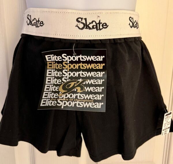 GK GIRLS SMALL SKATE DIVA GLITTER PRINT FOLDOVER WAIST BLACK BOXER SHORTS Sz CS - Image 2