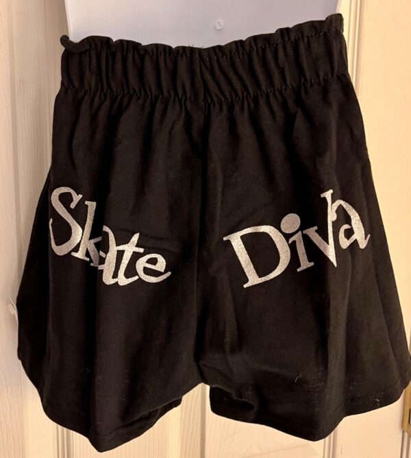 GK GIRLS SMALL SKATE DIVA GLITTER PRINT FOLDOVER WAIST BLACK BOXER SHORTS Sz CS - Image 5