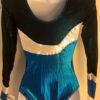 GK LgSLV LADIES SMALL BLACK VELVET BLUE SHIMMER MESH GYMNASTDANCE LEOTARD Sz AS - Image 7