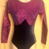 GK LgSLV LADIES SMALL FUSCHIA FOIL NAVY VELVET GYMNASTICS DANCE LEOTARD Sz AS