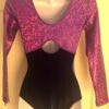 GK LgSLV LADIES SMALL FUSCHIA FOIL NAVY VELVET GYMNASTICS DANCE LEOTARD Sz AS - Image 5