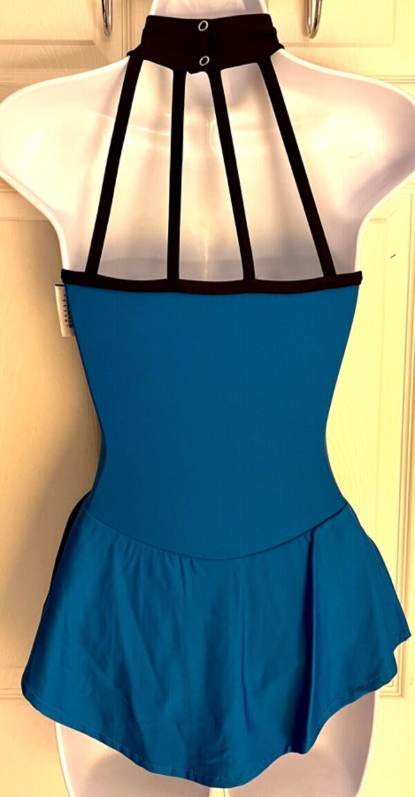 GK FIGURE SKATE LADIES SMALL BLUE MICROFIBER TURTLENECK HALTER DRESS Sz AS NWT! - Image 6