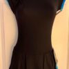 GK FIGURE SKATE ADULT SMALL ASYM CAP SLV BLACK TURQ VELVET CINCH SKIRT DRESS AS
