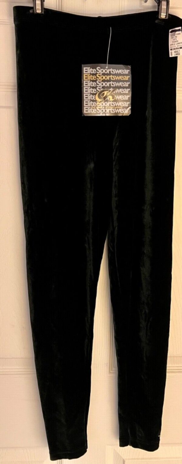 GK LADIES LARGE BLACK SMOOTH VELVET ANKLE LENGTH SKATE DANCE LEGGINGS Sz AL NWT!