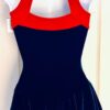 GK FIGURE SKATE LADIES SMALL RED BLUE VELVET TURTLENECK HALTER DRESS Sz AS NWT - Image 5