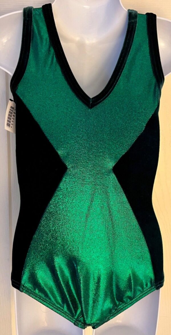 GK EVERGREEN CHILD SMALL MYSTIQUE VELVET GYMNASTS DANCE TANK LEOTARD Sz CS NWT! - Image 5