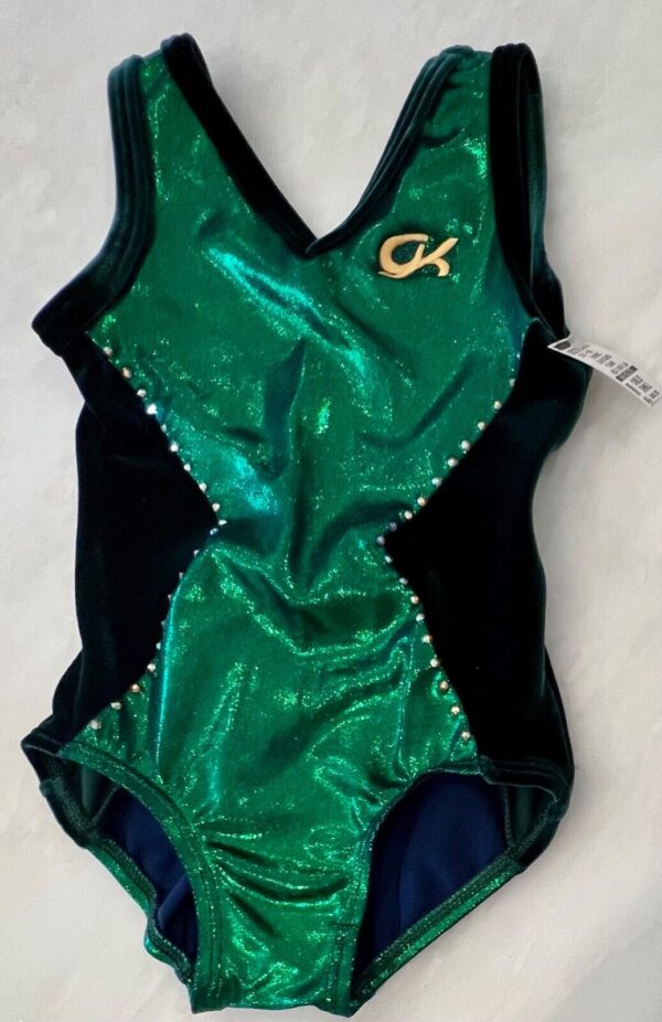 GK EVERGREEN CHILD SMALL MYSTIQUE VELVET GYMNASTS DANCE TANK LEOTARD Sz CS NWT! - Image 7