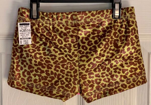 GK CHEER CHEETAH FOIL PRINT GIRLS LARGE MICRO MINI WORKOUT DANCE GYM SHORTS CL - Image 2