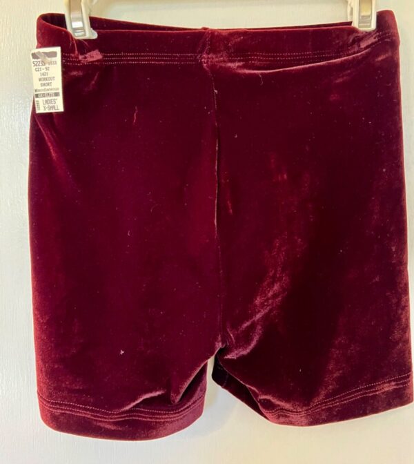 GK ELITE WINE VELVET ADULT X-SMALL GYMNASTICS DANCE WORKOUT SHORTS Sz AXS NWT! - Image 2