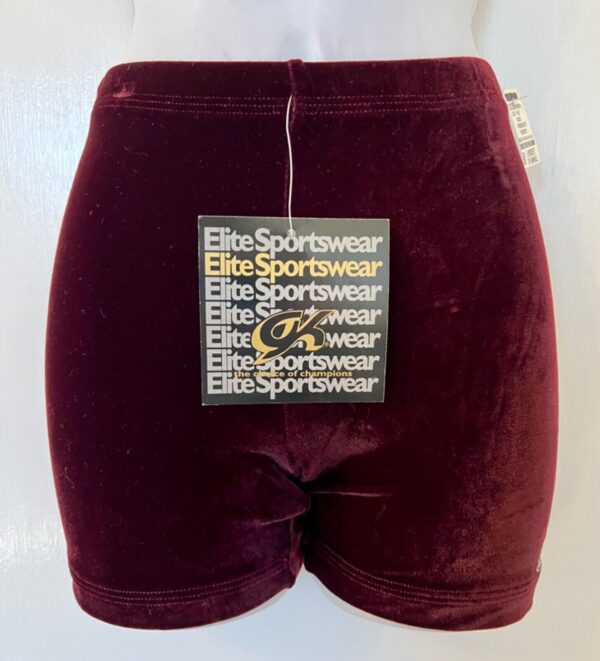 GK ELITE WINE VELVET ADULT X-SMALL GYMNASTICS DANCE WORKOUT SHORTS Sz AXS NWT! - Image 3