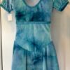 GK ICE FIGURE SKATE DRESS GIRLS LARGE SSLV GREEN RIB VELVET TYE-DYE FOIL CL NWT - Image 2