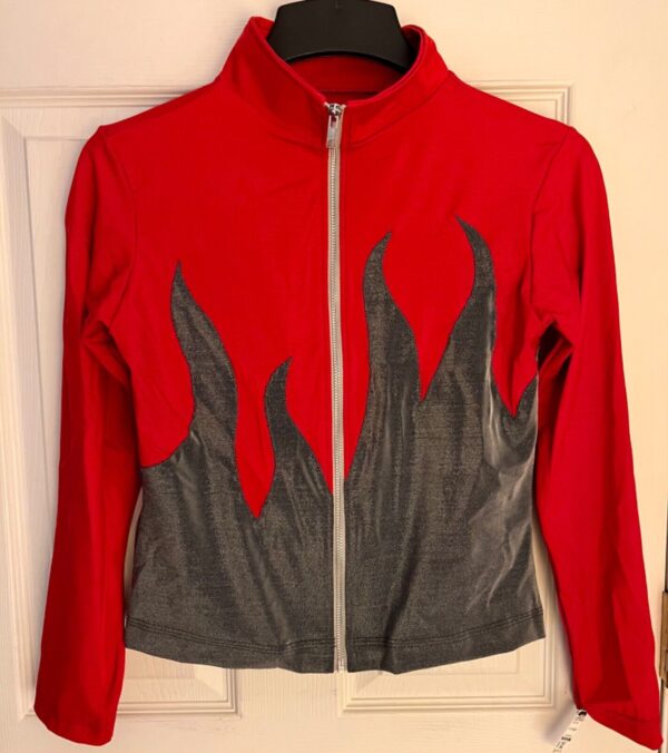 GK RED PEWTER IRIDESCENT LADIES ADULT SMALL LgSLV GYMNASTICS WARM UP JACKET Sz S