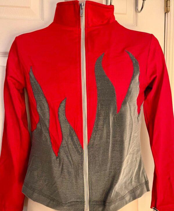 GK RED PEWTER IRIDESCENT LADIES ADULT SMALL LgSLV GYMNASTICS WARM UP JACKET Sz S - Image 2