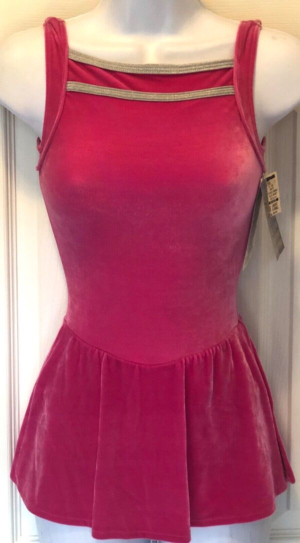 GK SLVLS LADIES X-SMALL BERRY VELVET SILVER LUREX ICE FIGURE SKATE DRESS Sz AXS