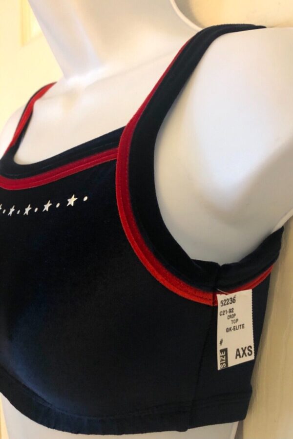 GK ELITE JAZZ DANCE CHEER ADULT X-SMALL NAVY VELVET JA TANK CROP TOP Sz AXS NWT! - Image 4