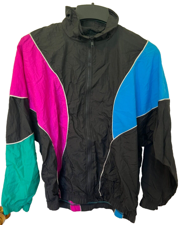 GK WARM UP JACKET ADULT SMALL BLACK BRIGHT PINK BLUE GREEN CRINKLE NYLON  SZ S