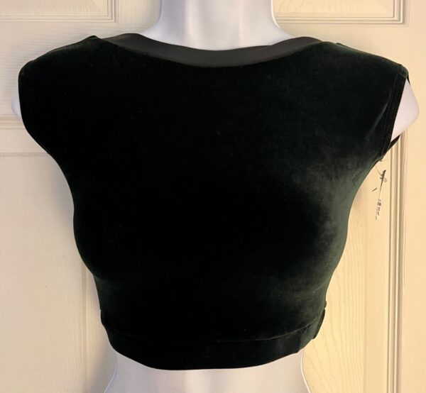 GK ELITE JAZZ DANCE CHEER SKATE ADULT SMALL BLACK VELVET CAP SLV CROP TOP Sz S