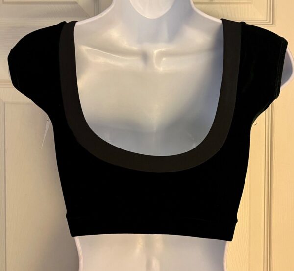 GK ELITE JAZZ DANCE CHEER SKATE ADULT SMALL BLACK VELVET CAP SLV CROP TOP Sz S - Image 4