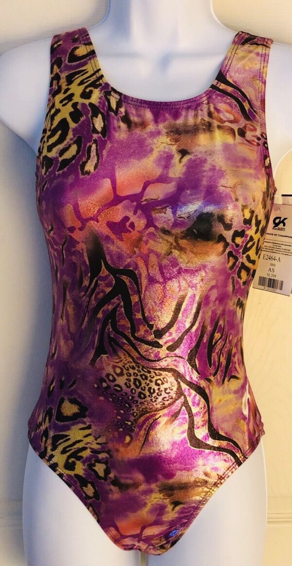 GK LADIES SMALL SLVLS SAFARI PARK POLY/SPANDEX GYMNASTIC DANCE LEOTARD Sz AS NWT