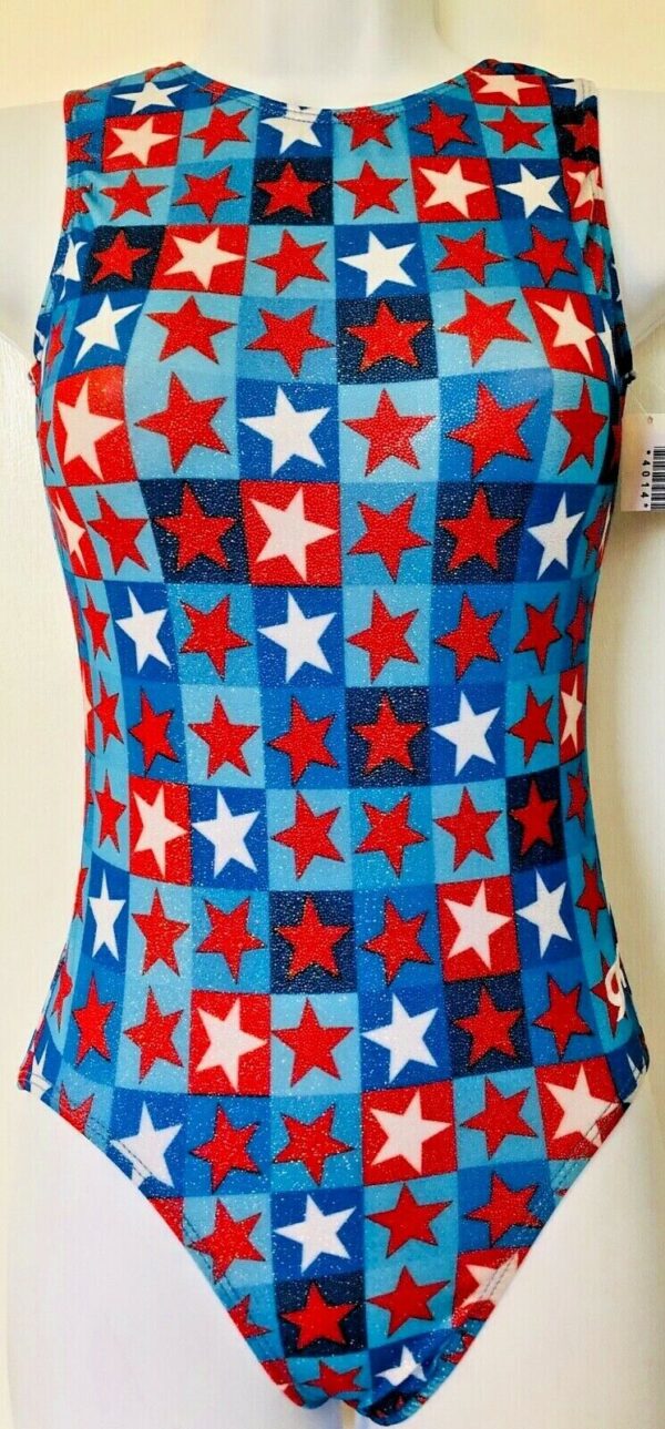 GK ELITE STAR FOIL PRINT LEOTARD ADULT LARGE GYMNASTICS DANCE CHEER TANK AL NWT!