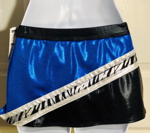 GK CHEER SKIRT ADULT SMALL LOW RISE OCEAN BLACK FOIL ZEBRA 3 DIAGONAL STRIPE AS - Image 2