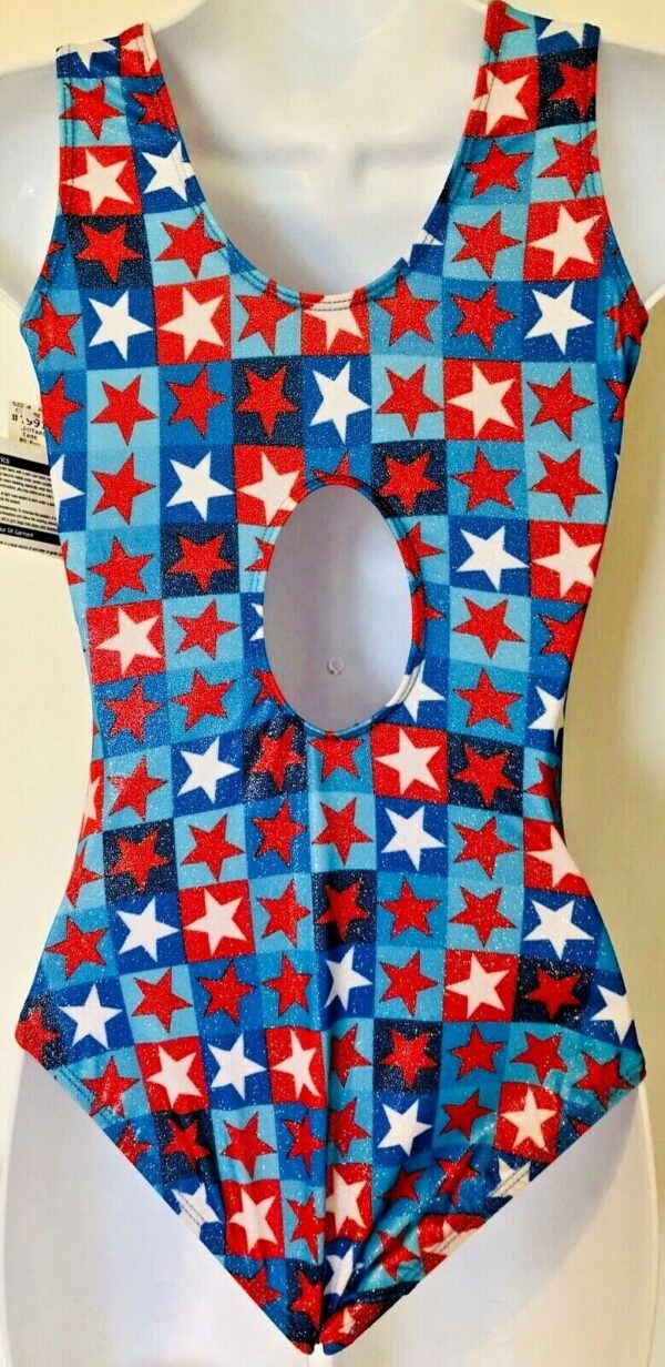 GK ELITE STAR FOIL PRINT LEOTARD ADULT LARGE GYMNASTICS DANCE CHEER TANK AL NWT! - Image 2