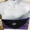 GK CHEER HALTER CROP TOP ADULT SMALL BLACK PURPLE MYSTIQUE PRINT CRYSTALS AS NWT - Image 2