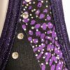 GK CHEER HALTER CROP TOP ADULT SMALL BLACK PURPLE MYSTIQUE PRINT CRYSTALS AS NWT - Image 3
