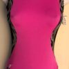 GK BREAST CANCER AWARENESS ADULT SMALL BERRY ZEBRA GYMNAST DANCE LEOTARD Sz AS