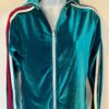 GK WARM UP JACKET LADIES SMALL GREEN VELVET ZIP FRONT GYM DANCE CHEER SKATE AS