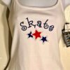 GK CAMISOLE TOP ADULT LARGE WHITE COTTON GLITTER â€œSKATEâ€ GRAPHICS SZ L NWT!